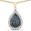 14K Yellow Gold Plated Blue & White Diamond Pendant