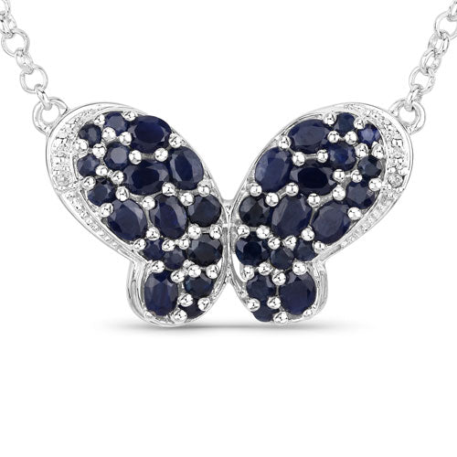 3.83 Carat Blue Sapphire & White Zircon .925 Sterling Silver Pendant