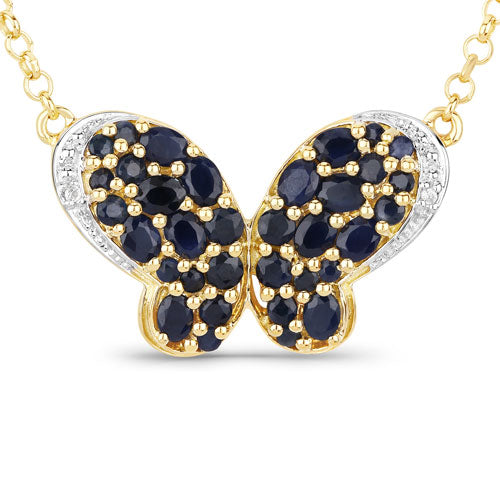 3.83 Carat Genuine Blue Sapphire & White Zircon Pendant