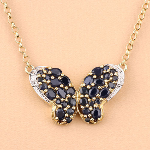 3.83 Carat Genuine Blue Sapphire & White Zircon Pendant