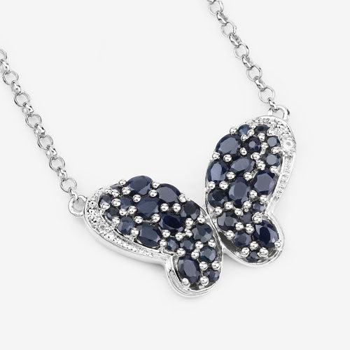 3.83 Carat Blue Sapphire & White Zircon .925 Sterling Silver Pendant