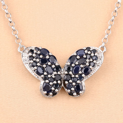 3.83 Carat Blue Sapphire & White Zircon .925 Sterling Silver Pendant
