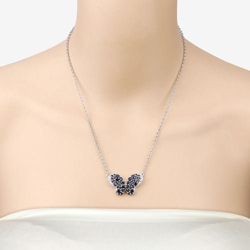 3.83 Carat Blue Sapphire & White Zircon .925 Sterling Silver Pendant