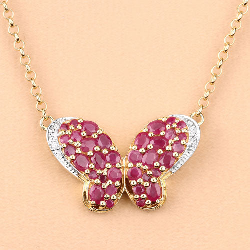 Pendentif en rubis véritable de 4,15 carats et zircon blanc en argent sterling