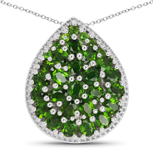 Colgante de cromo diopsido genuino de 4.65 quilates en plata esterlina