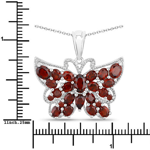 Colgante de Mariposa de Granate Genuino de 4.90 Quilates en Plata Esterlina