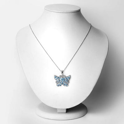 4.84 Carat Genuine Swiss Blue Topaz Pendant in Sterling Silver