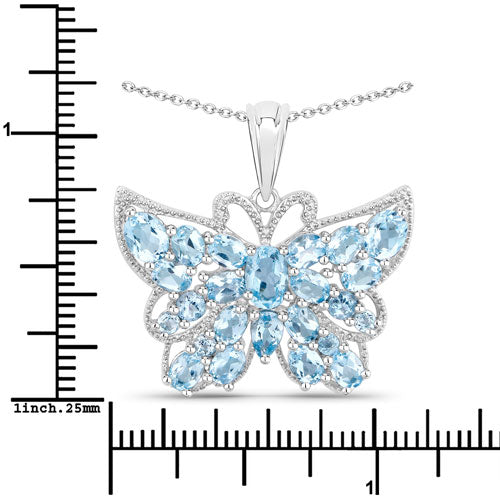 4.84 Carat Genuine Swiss Blue Topaz Pendant in Sterling Silver