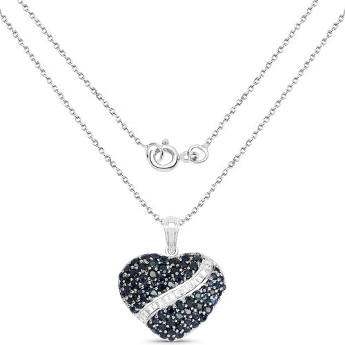 4.60 Carat Genuine Blue Sapphire and White Topaz Pendant