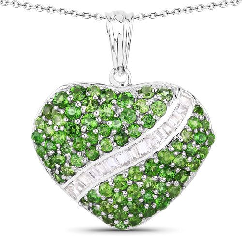 Pendentif en chrome diopside et topaze blanche de 4,51 carats