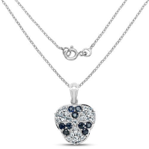 2.73 Carat Genuine Blue Sapphire and Aquamarine Pendant
