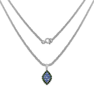 1.40 Carat Genuine Tanzanite & Chrome Diopside Pendant in Sterling Silver