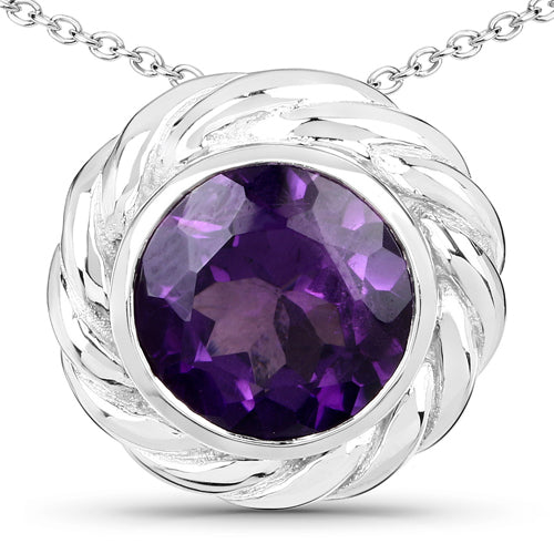 Colgante de Amatista Genuina de 3.30 Quilates en Plata de Ley