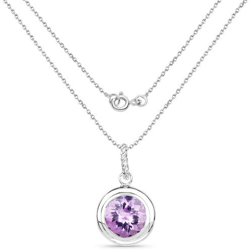Colgante de amatista genuina de 8.00 quilates en plata esterlina .925