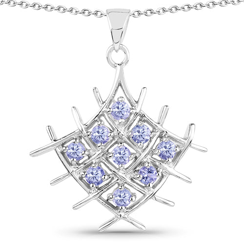 Pendentif en Tanzanite véritable de 0,90 carat en argent sterling .925
