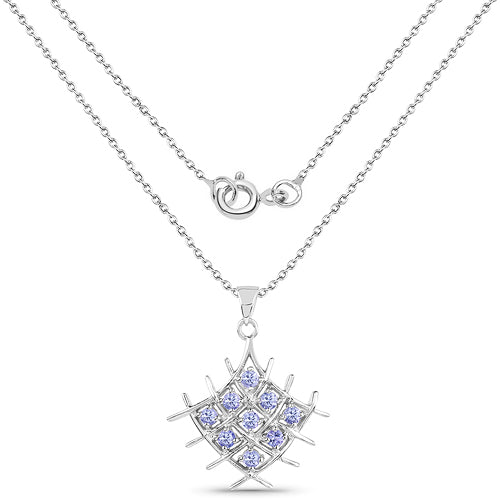 Pendentif en Tanzanite véritable de 0,90 carat en argent sterling .925