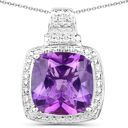 Colgante de Amatista Genuina de 5.85 Quilates en Plata Esterlina