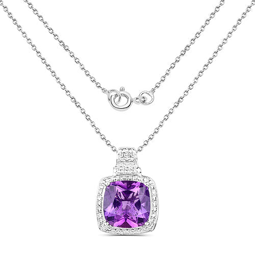 Colgante de Amatista Genuina de 5.85 Quilates en Plata Esterlina