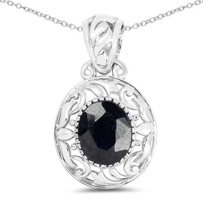 5.94 Carat Dyed Sapphire .925 Sterling Silver Pendant