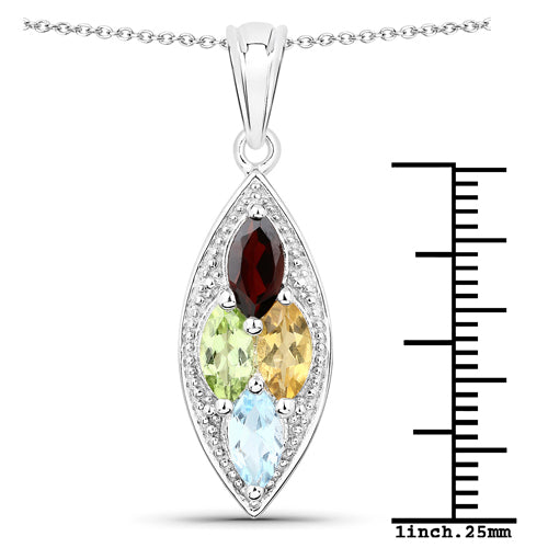2.35 Carat Multi-Stone .925 Sterling Silver Pendant