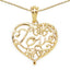 Pendentif en forme de cœur plaqué or jaune 14K en argent sterling