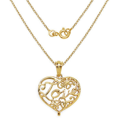 14K Yellow Gold Plated Heart Shape Pendant in Sterling Silver