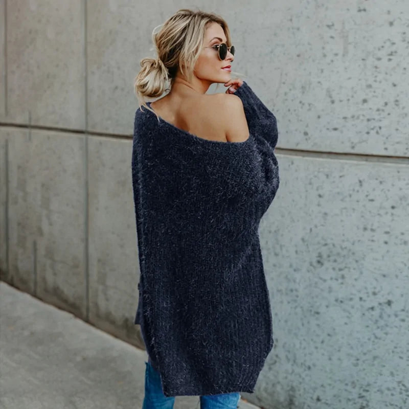 Suéter Chic de Un Hombro para Otoño e Invierno