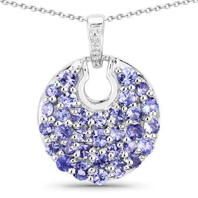 Pendentif en tanzanite véritable de 1,78 carat en argent sterling