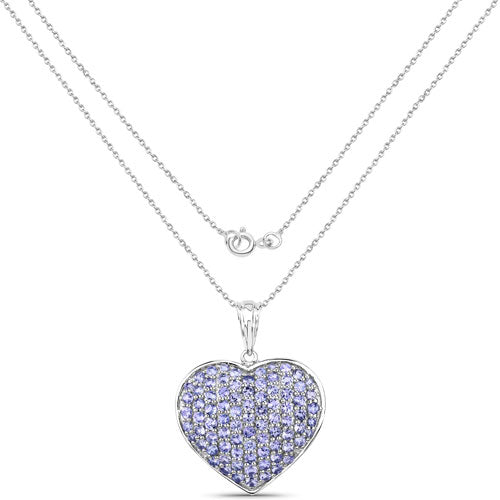 4.86 Carat Genuine Tanzanite Sterling Silver Heart Pendant