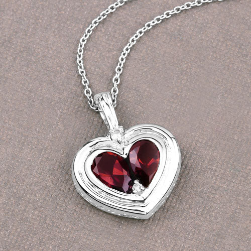 2.66 Carat Genuine Garnet & White Topaz Sterling Silver Pendant