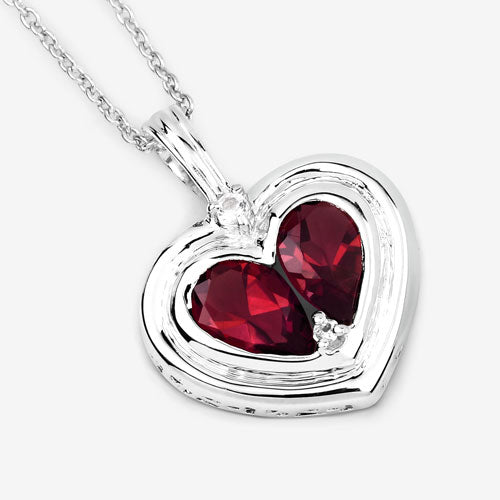 2.66 Carat Genuine Garnet & White Topaz Sterling Silver Pendant