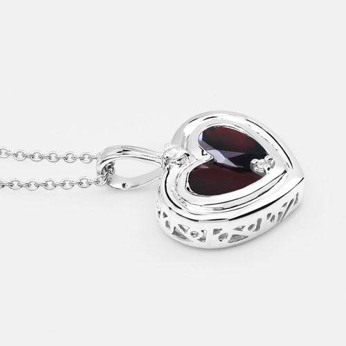 2.66 Carat Genuine Garnet & White Topaz Sterling Silver Pendant
