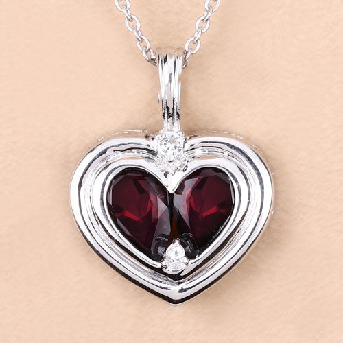 2.66 Carat Genuine Garnet & White Topaz Sterling Silver Pendant