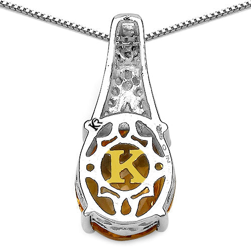 Pendentif en argent sterling avec citrine et diamants de 4,50 carats