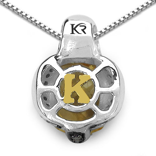 Pendentif en Citrine et Diamant de 2,91 Carats en Argent Sterling .925