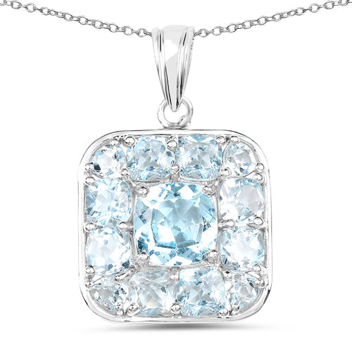 10.05 Carat Genuine Blue Topaz Pendant in Sterling Silver