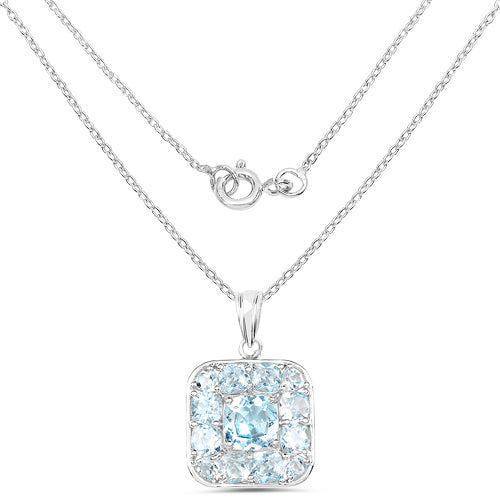 10.05 Carat Genuine Blue Topaz Pendant in Sterling Silver
