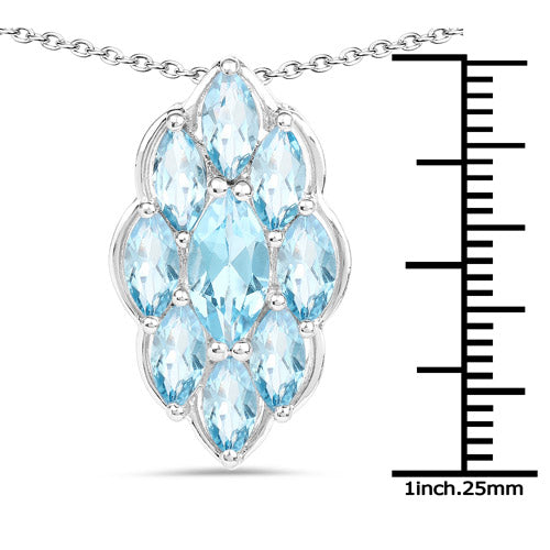 4.77 Carat Genuine Swiss Blue Topaz Pendant in Sterling Silver