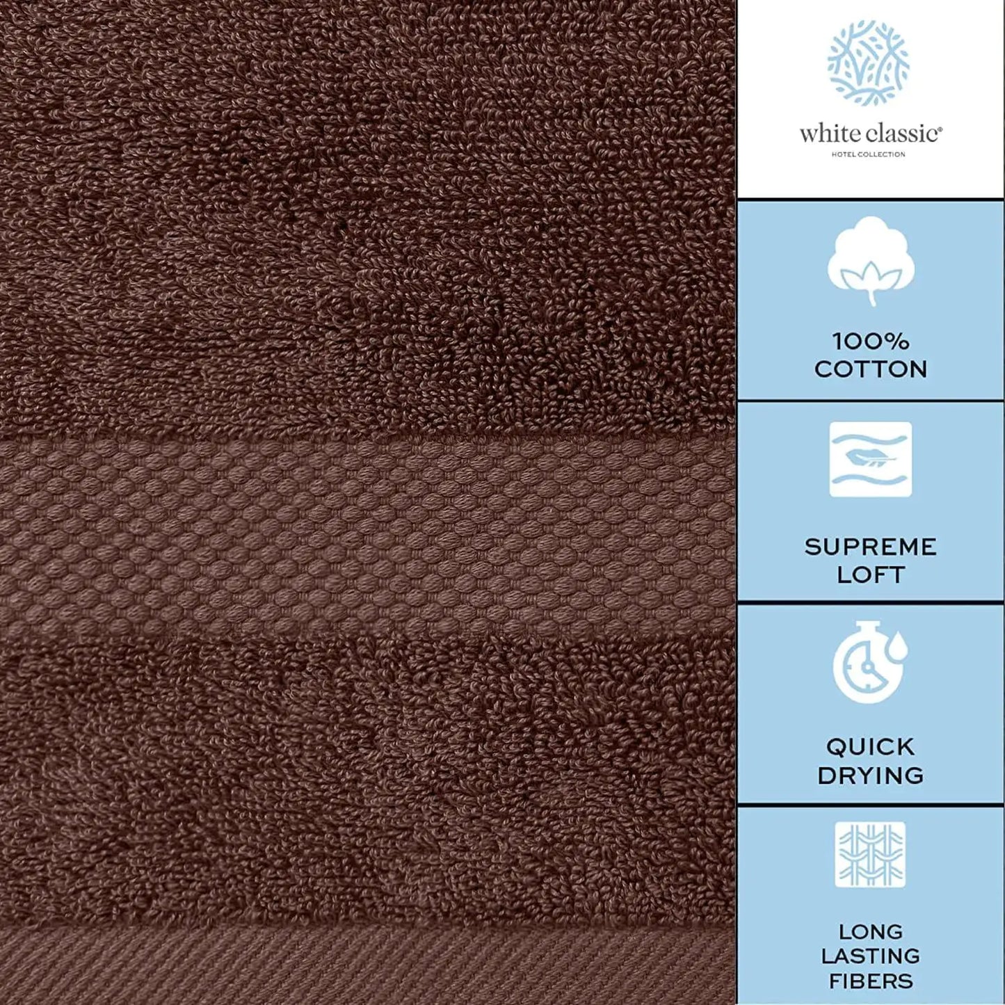 Luxury Brown Bath Towel 8 Piece Set - Combed Cotton Quality