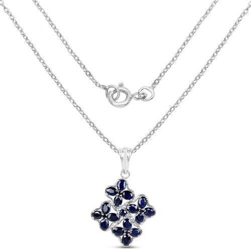 Pendentif en saphir bleu véritable de 3,68 carats en argent sterling