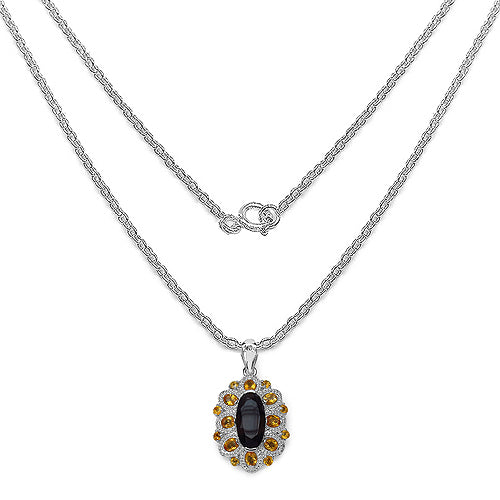 Pendentif en Quartz Fumé et Citrine de 6,40 Carats en Argent Sterling