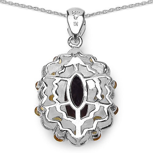 Pendentif en Quartz Fumé et Citrine de 6,40 Carats en Argent Sterling