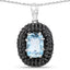 Elegant 6.70 Carat Blue Topaz & Black Spinel Pendant in Sterling Silver