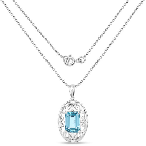 9.60 Carat Genuine Green Topaz Sterling Silver Pendant