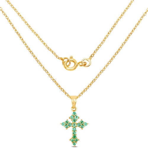 14K Yellow Gold Plated Zambian Emerald Pendant in Sterling Silver