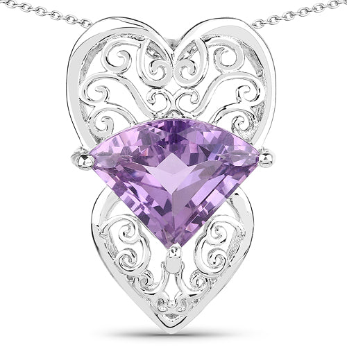 Pendentif en améthyste véritable de 5,80 carats en argent sterling .925