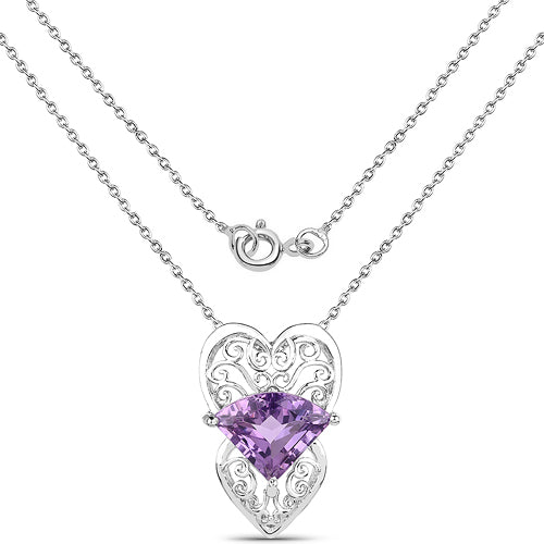 Pendentif en améthyste véritable de 5,80 carats en argent sterling .925