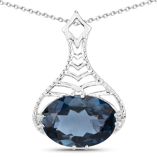 6.65 Carat London Blue Topaz Sterling Silver Pendant