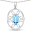 6.17 Carat Genuine Swiss Blue Topaz Pendant in Sterling Silver