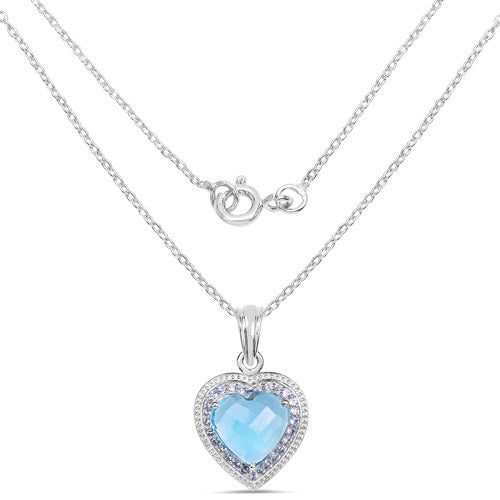 Pendentif en argent sterling de 7,36 carats en topaze bleue et tanzanite